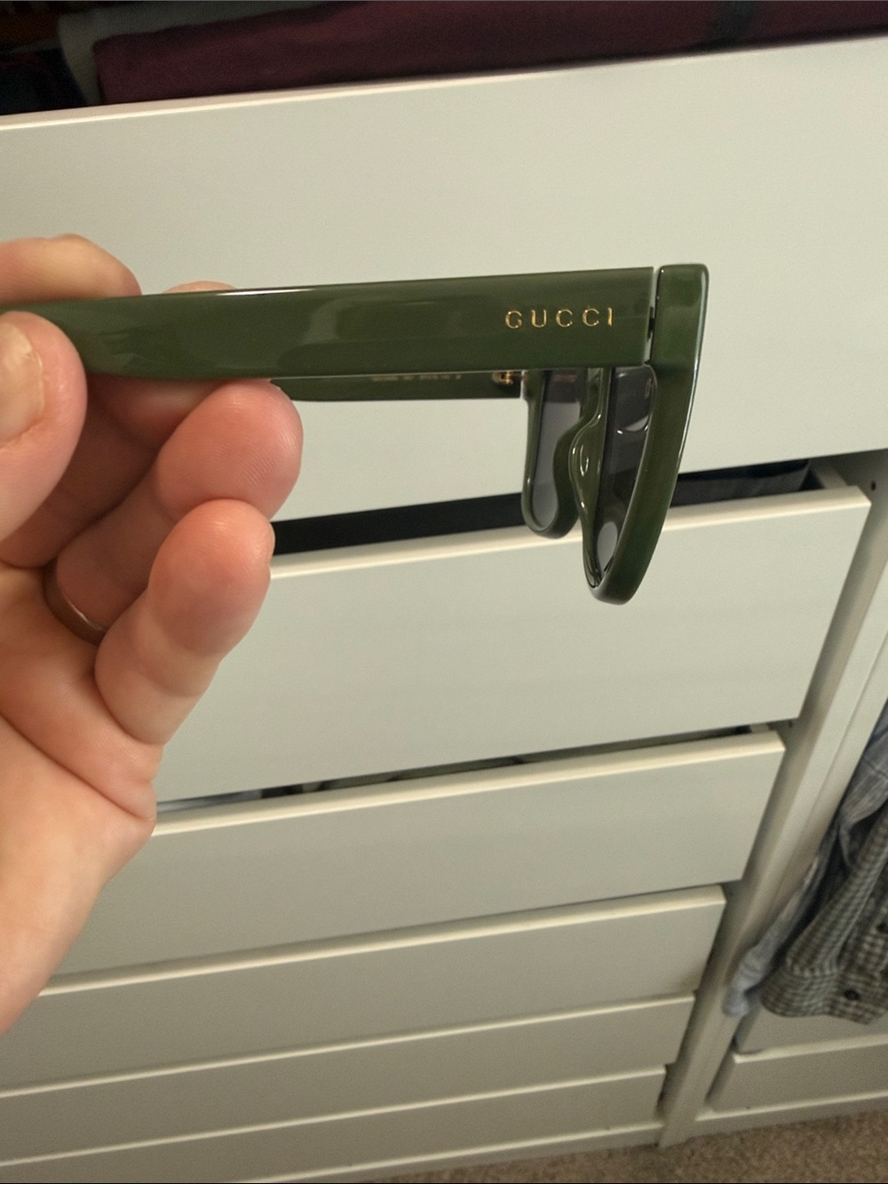 Gucci Authentic Dark Olive Green Sunglasses with Dark Lenses - Picture 9 of 10